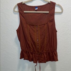 Old Navy Brown Sleeveless Peplum Blouse